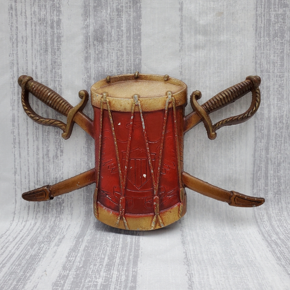 Vtg Metal Sexton Drum with Crossed Sabers